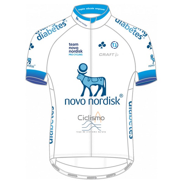 Novo Nordisk Ropa Ciclismo Culotte Corto 2017 Hombre Mangas Cortas Novo Nordisk Blanco